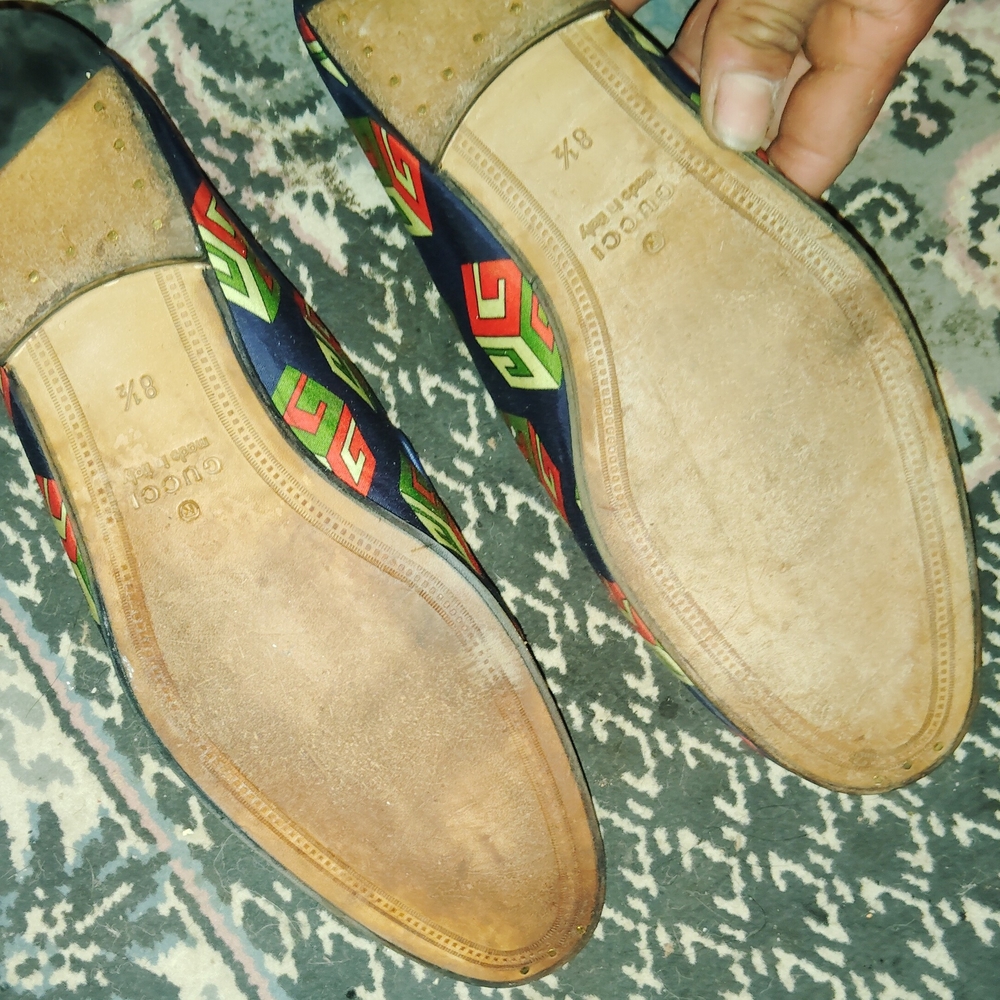 Gucci Green Slippers Vibrant Geometric Pattern - Picture 3 of 5